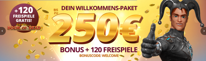PlatinCasino 20 Free Spins on Book of Dead No Deposit Bonus + 250 Euros Bonus Package