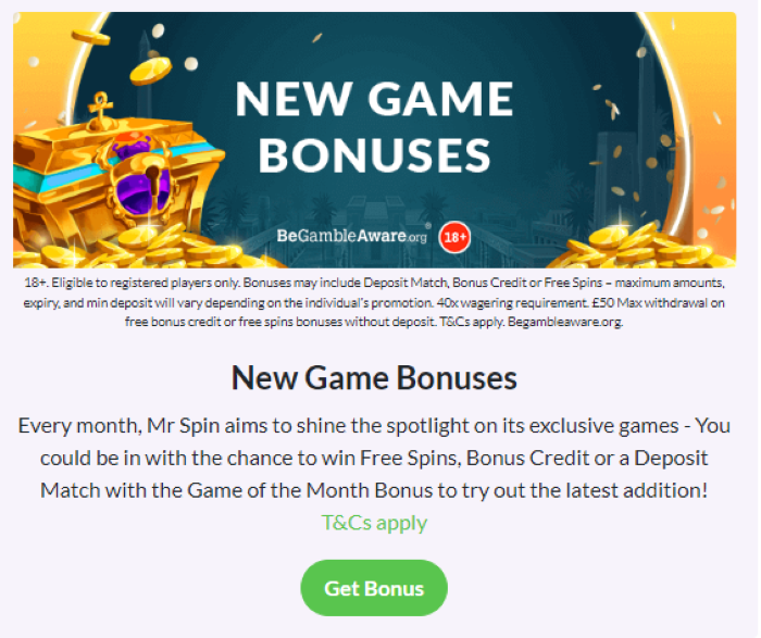 New Game Bonuses MrSpin Casino Games