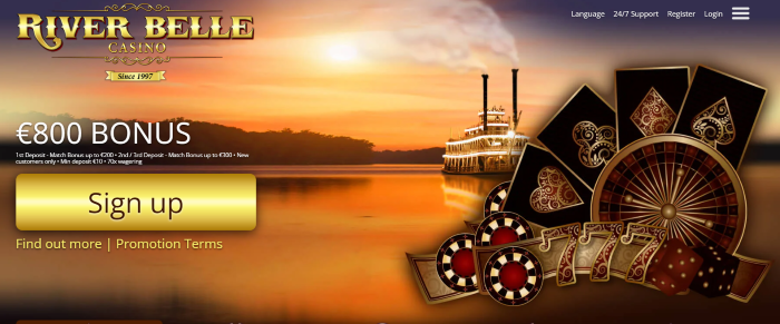 River Belle Casino 800 Euro Bonuses - Play Slots Blackjack Roulette Video Poker