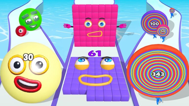 NUMBERBLOCK BALL RUN 2048 .vs NUMBER BLOCK RUN .vs LAYER MAN 3D – Satisfying ASMR Cool Math Games!